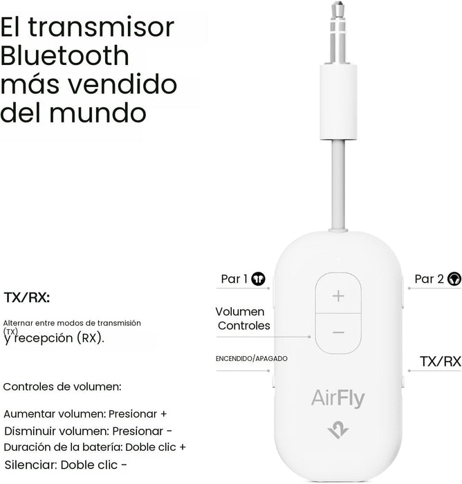 AirFly Pro 2 - Adaptador Bluetooth, par de 2 AirPods o auriculares inalámbricos - Quierox - Tienda Online