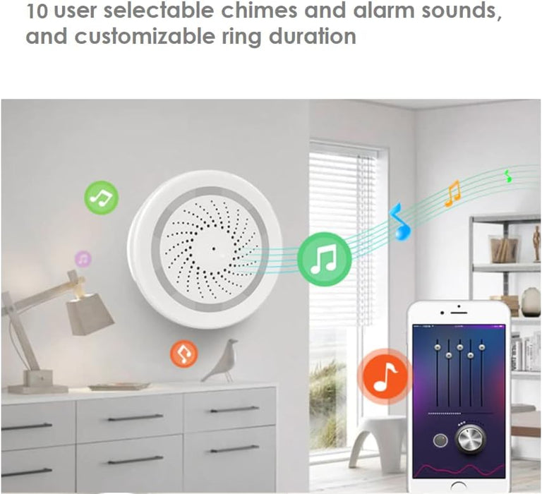 Alarma y timbre de puerta con sonido WiFi inteligente, compatible con las apps Smart Life y Tuya. - Quierox - Tienda Online