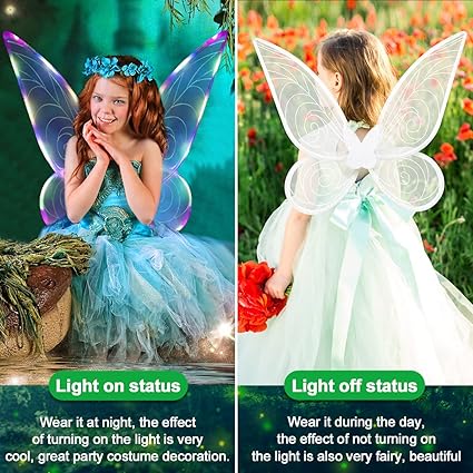 Alas de hadas iluminadas, alas de mariposa LED para niñas y mujeres, disfraz de Halloween - Quierox - Tienda Online
