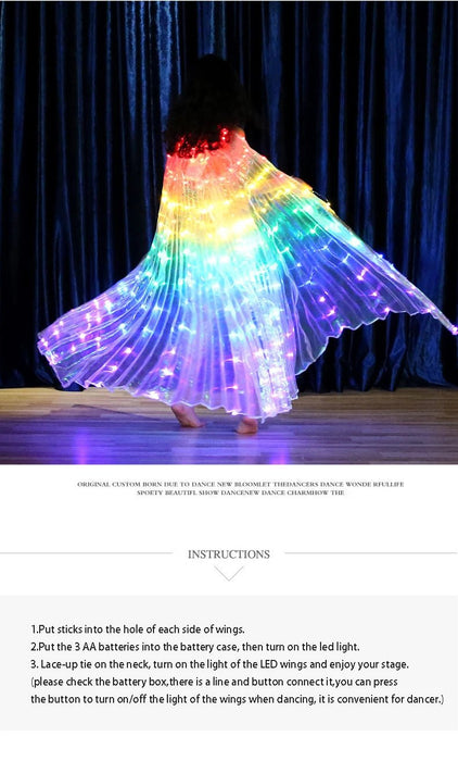 Alas de mariposa fluorescentes LED para danza del vientre Ruoru, alas de Isis para niños - Quierox - Tienda Online