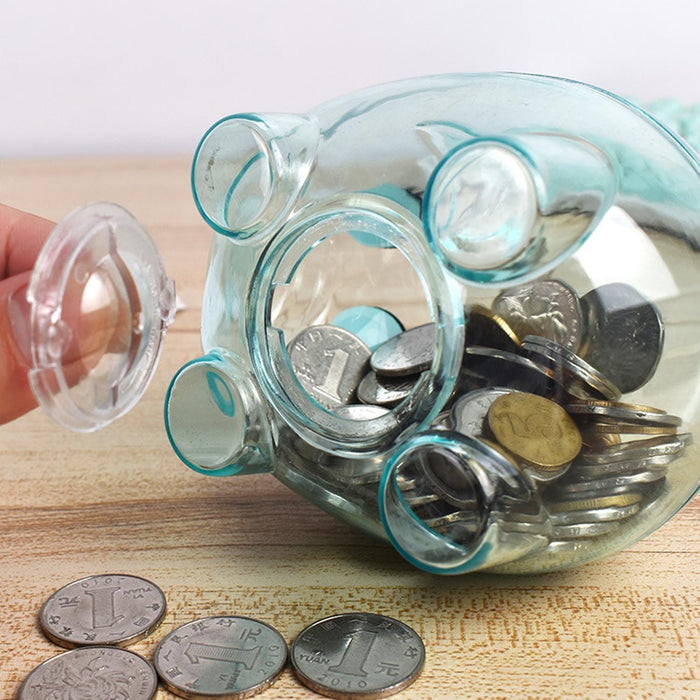 Alcancía, banco de dinero de plástico, tarro de dinero transparente - Quierox - Tienda Online