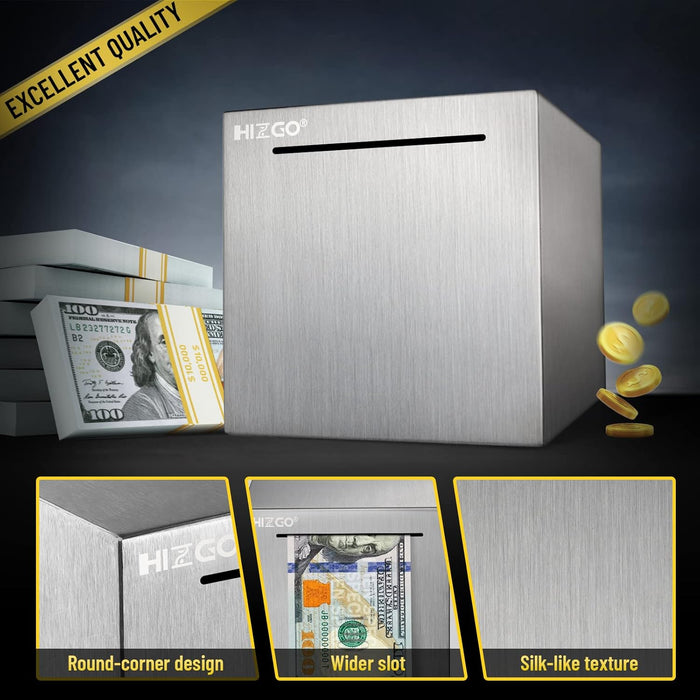 Alcancía segura Hizgo de acero inoxidable para adultos, ahorros para niños, solo ahorro - Quierox - Tienda Online