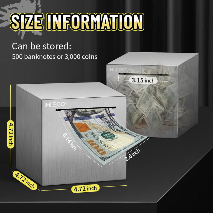 Alcancía segura Hizgo de acero inoxidable para adultos, ahorros para niños, solo ahorro - Quierox - Tienda Online