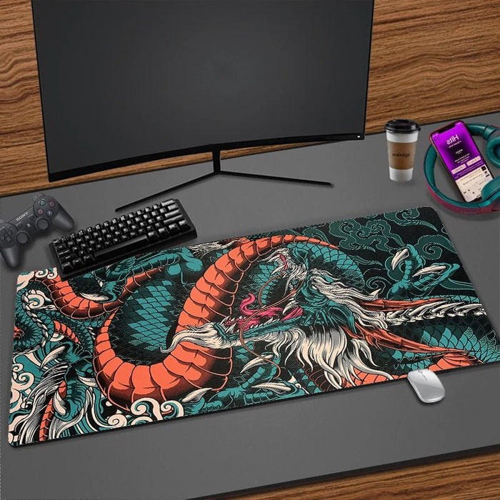 Alfombrilla de ratón grande para juegos, diseño de dragón japonés - Quierox - Tienda Online