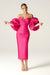 ALIAVA Vestido largo Tiffany Dupioni con mangas abullonadas (rosa fucsia) - Quierox - Tienda Online