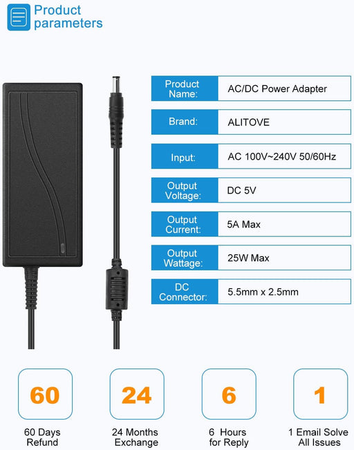 ALITOVE Convertidor adaptador de fuente de alimentación de 5 V 5A - Quierox - Tienda Online