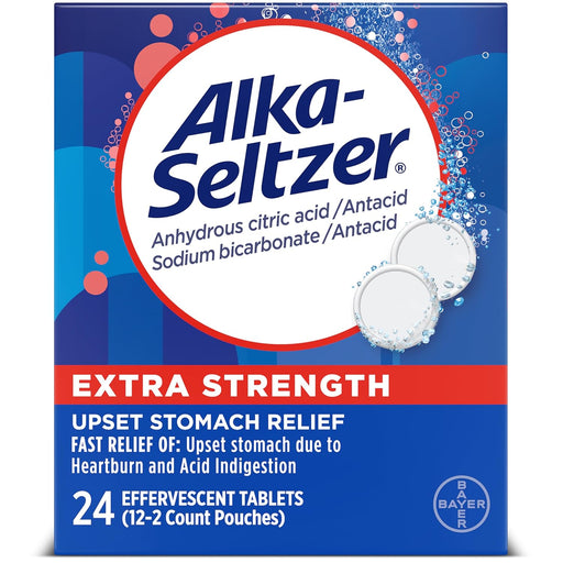 Alka - Seltzer - Tabletas extra fuertes, antiácidos extra fuertes y alivio del dolor, originales (24 tabletas) - Quierox - Tienda Online