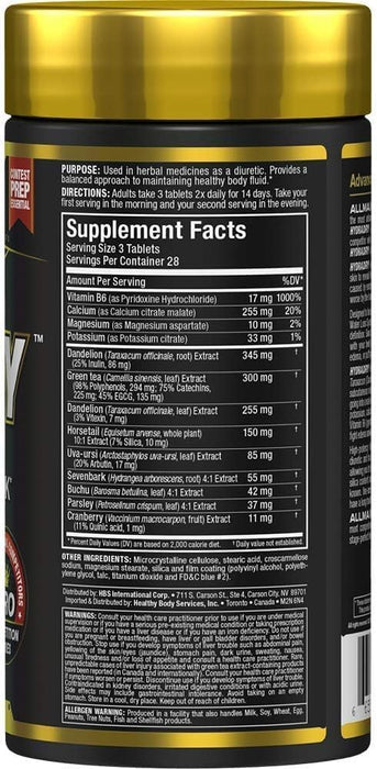 ALLMAX Nutrition HydraDry, Sistema de pérdida de agua previa al concurso de 14 días, 84 tabletas - Quierox - Tienda Online