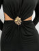 Aloruh Vestido negro de manga larga, elegante y con estilo, de cuello alto - Quierox - Tienda Online