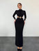Aloruh Vestido negro de manga larga, elegante y con estilo, de cuello alto - Quierox - Tienda Online