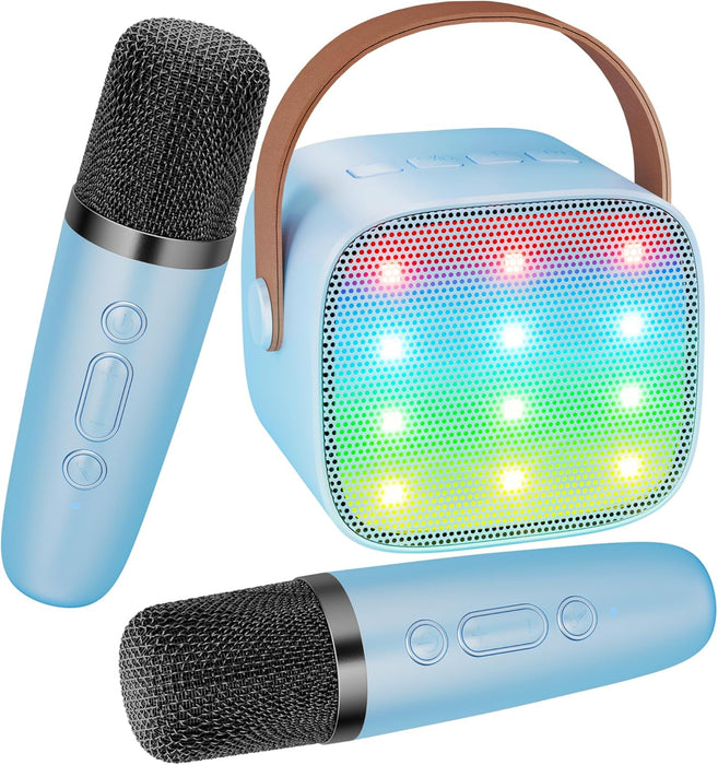 Altavoz portátil de karaoke Bluetooth con 2 micrófonos inalámbricos y luces LED - Quierox - Tienda Online
