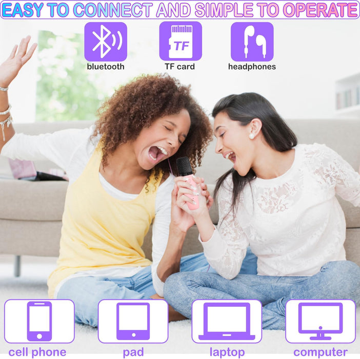 Altavoz portátil de karaoke Bluetooth con 2 micrófonos inalámbricos y luces LED - Quierox - Tienda Online