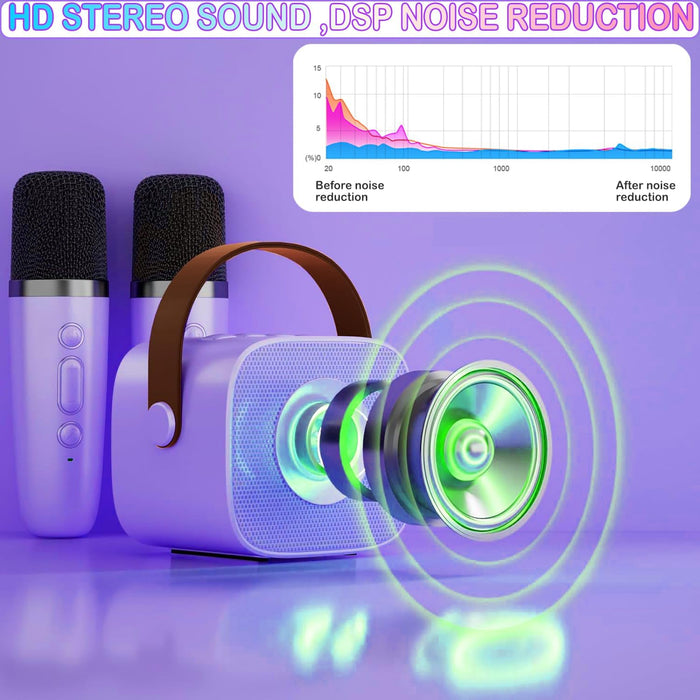 Altavoz portátil de karaoke Bluetooth con 2 micrófonos inalámbricos y luces LED - Quierox - Tienda Online