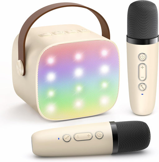 Altavoz portátil de karaoke Bluetooth con 2 micrófonos inalámbricos y luces LED - Quierox - Tienda Online