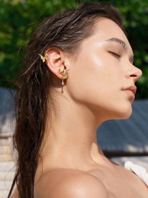 alus de boonee Juego de 3 pendientes de mariposa con textura metálica - Quierox - Tienda Online