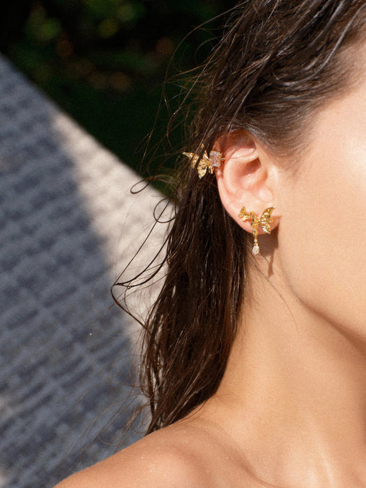 alus de boonee Juego de 3 pendientes de mariposa con textura metálica - Quierox - Tienda Online