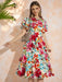 Amorya Vestido escalonado con volantes y estampado floral colorido para mujer - Quierox - Tienda Online