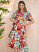 Amorya Vestido escalonado con volantes y estampado floral colorido para mujer - Quierox - Tienda Online