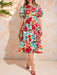 Amorya Vestido escalonado con volantes y estampado floral colorido para mujer - Quierox - Tienda Online
