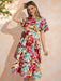 Amorya Vestido escalonado con volantes y estampado floral colorido para mujer - Quierox - Tienda Online