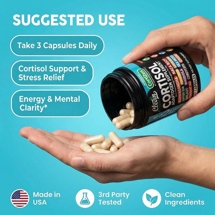 Clean Nutra Suplementos de cortisol para mujeres 90 capsulas