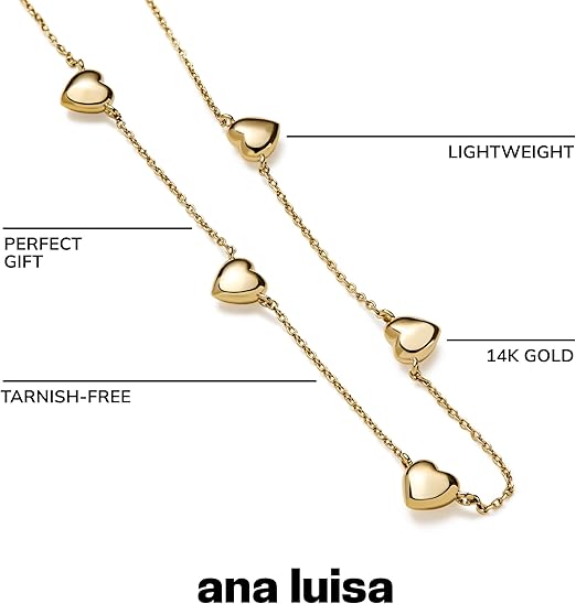 Ana Luisa Jewelry - Cadenas de baño de oro con flores y corazones - Quierox - Tienda Online