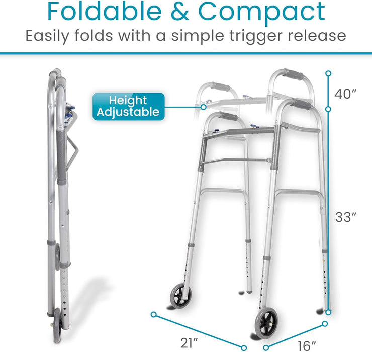 Andador plegable para personas mayores, marco plegable de acero resistente para adultos - Quierox - Tienda Online