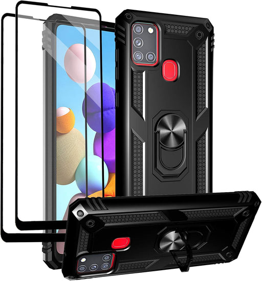 Androgate Funda para Samsung Galaxy A21s con protectores de pantalla de vidrio templado - Quierox - Tienda Online