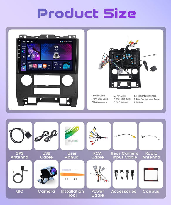 Android 15 Radio estéreo de coche para Ford Escape 2007 - 2012/Mazda, inalámbrico Carplay - Quierox - Tienda Online