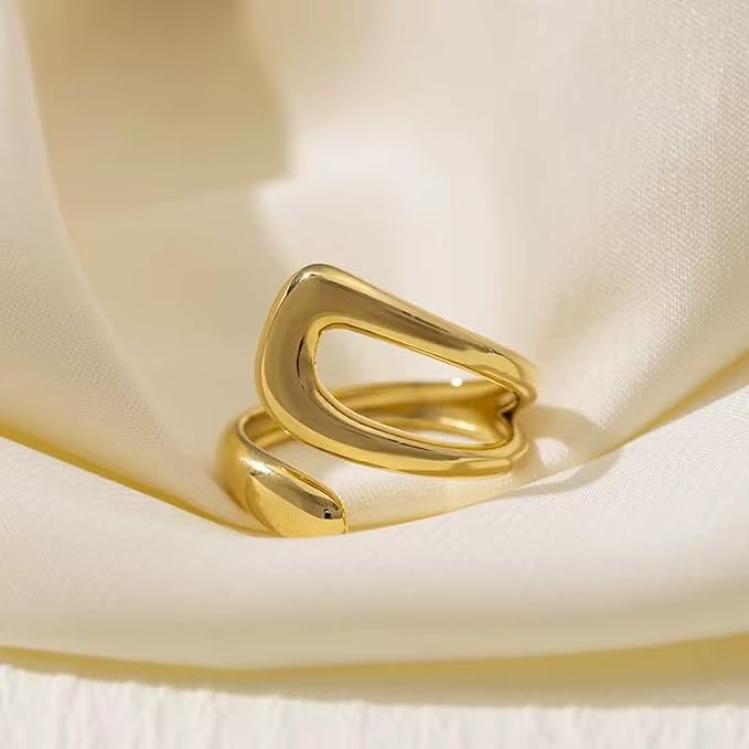 Anillo abierto con un diseño moderno y abstracto; ajustable y elegante - Quierox - Tienda Online