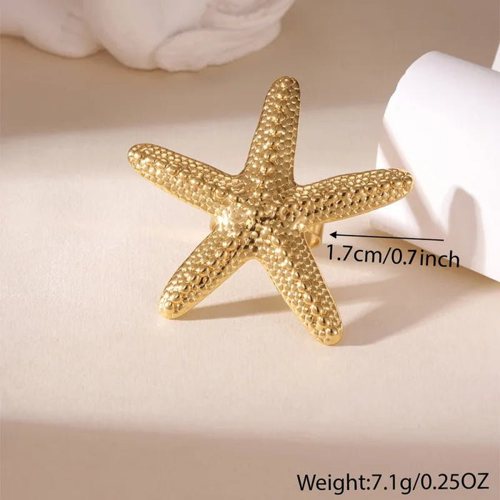 Anillo Abierto Para mujer De Acero Inoxidable Con Diseño De Estrella De Mar - Quierox - Tienda Online