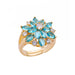 Anillo ajustable de flor de circón azul para mujer, anillo de flor ajustable de acero inoxidable - Quierox - Tienda Online