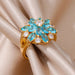 Anillo ajustable de flor de circón azul para mujer, anillo de flor ajustable de acero inoxidable - Quierox - Tienda Online