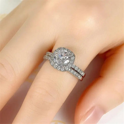Anillo Completo de Zirconia Redonda para Damas, Bañado en Plata 925 - Quierox - Tienda Online