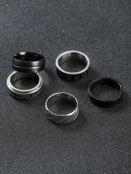 Anillo con detalle de cruz para hombre, 5 piezas, joyería de acero inoxidable - Quierox - Tienda Online