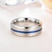Anillo de acero inoxidable con ranura interior en azul y plateado de superficie - Quierox - Tienda Online