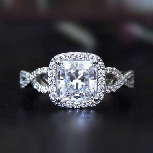 Anillo de compromiso de boda con circonita cúbica de corte princesa - Quierox - Tienda Online