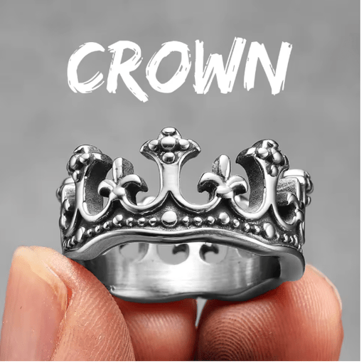 Anillo de corona estética, de acero inoxidable, estilo punk rock vintage unisex - Quierox - Tienda Online