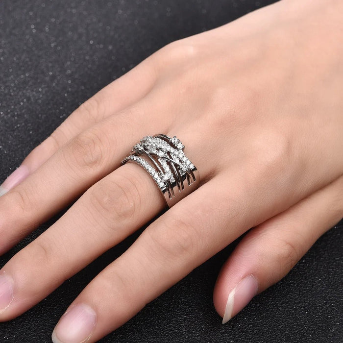 Anillo de dos tonos con incrustaciones de circonita, para compromiso - Quierox - Tienda Online