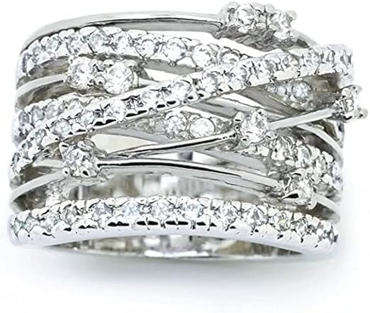 Anillo de dos tonos con incrustaciones de circonita, para compromiso - Quierox - Tienda Online