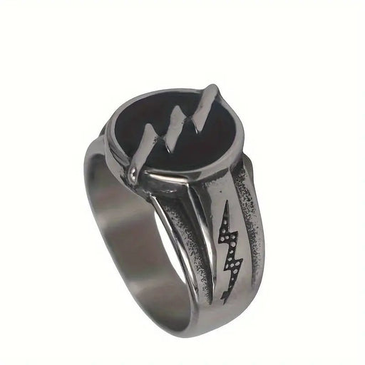 Anillo de Hombre de Aleación con Aceite Negro y Efecto de Envejecimiento de Rayo - Quierox - Tienda Online