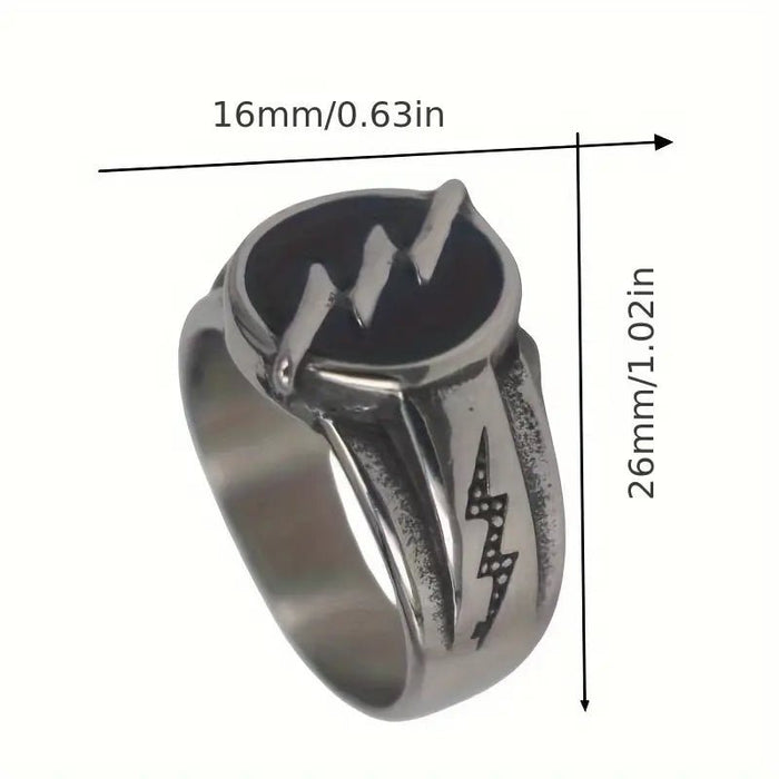 Anillo de Hombre de Aleación con Aceite Negro y Efecto de Envejecimiento de Rayo - Quierox - Tienda Online