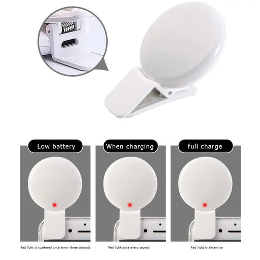 Anillo de luz LED portátil para selfies con teléfono móvil, mini - Quierox - Tienda Online