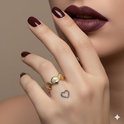 Anillo de triple concha marina de acero inoxidable para mujer - Quierox - Tienda Online