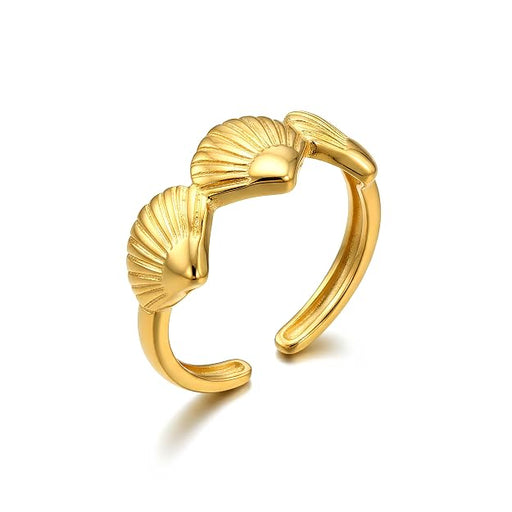 Anillo de triple concha marina de acero inoxidable para mujer - Quierox - Tienda Online