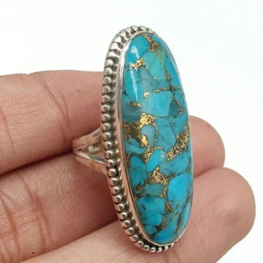 Anillo de turquesa estilo europeo y americano vintage - Quierox - Tienda Online