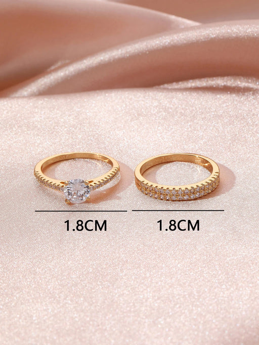 Anillo decorativo de circonita cúbica para pareja (2 piezas) - Quierox - Tienda Online
