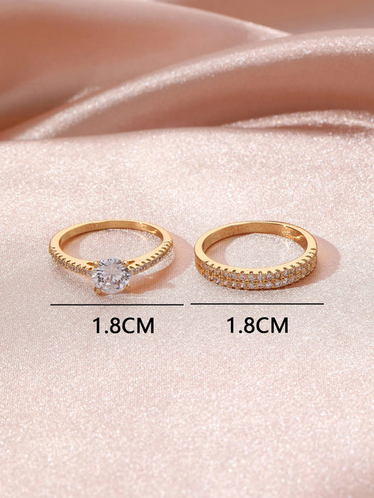 Anillo decorativo de circonita cúbica para pareja (2 piezas) - Quierox - Tienda Online