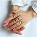 Anillo minimalista de 3 dobleces de acero inoxidable dorado para mujer - Quierox - Tienda Online