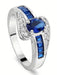 Anillo ovalado de circonita azul brillante, elegante, para bodas - Quierox - Tienda Online